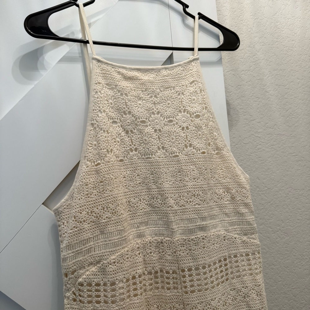 Free People Moon Bay Ivory Crochet Jumpsuit Sz Large - Picture 9 of 9